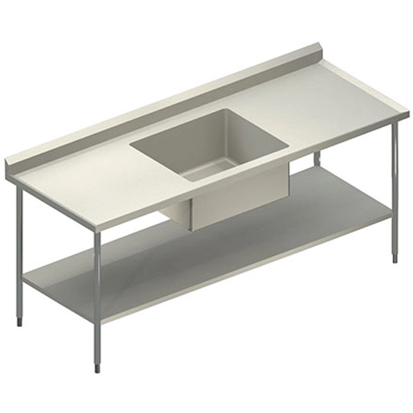 Mesa Inox com 1 Cuba e Prateleira Inferior Lisa Mesa Inox com 1 Cuba e Prateleira Inferior Lisa