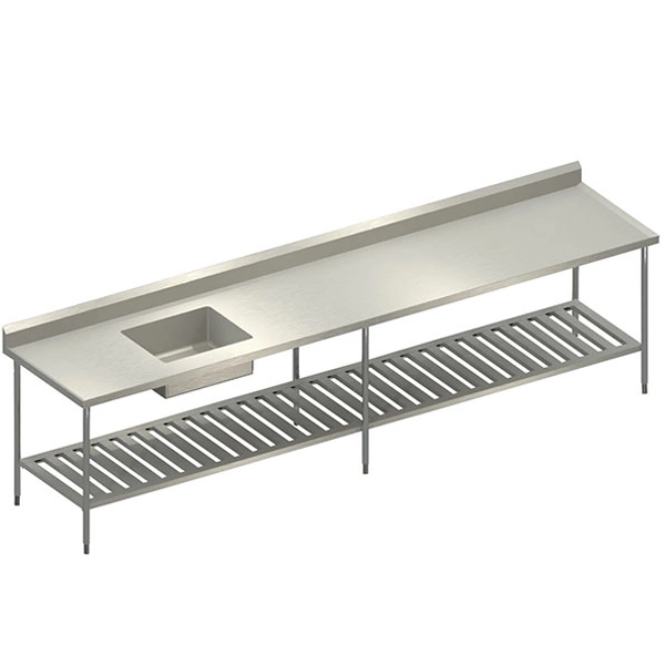 Mesa Inox com 1 Cuba e Prateleira Inferior Gradeada Mesa Inox com 1 Cuba e Prateleira Inferior Gradeada