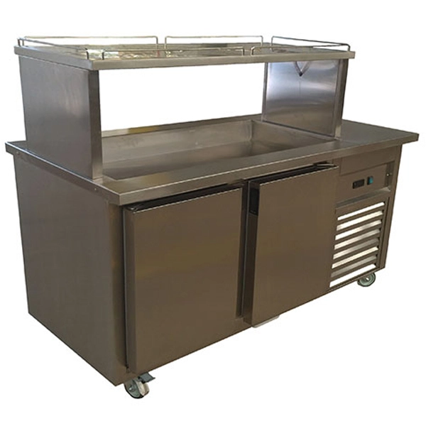 Refrigerador Horizontal Inox 2 Portas com Pista Fria e Prateleira para Copos Refrigerador Horizontal Inox 2 Portas com Pista Fria e Prateleira para Copos